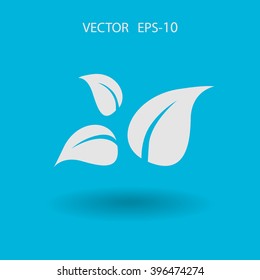 Flat eco leaf icon