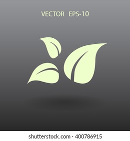 Flat eco leaf icon