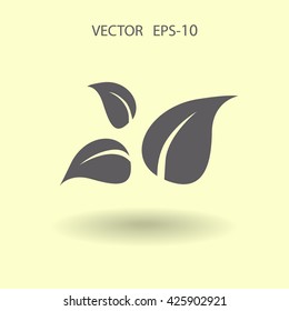 Icono de hoja ecológica plana