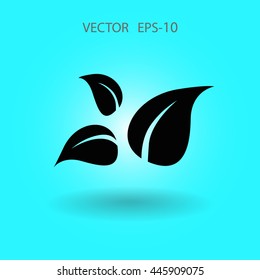 Flat eco leaf icon