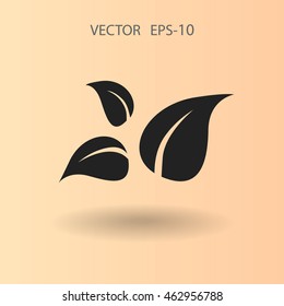 Flat eco leaf icon