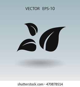 Flat eco leaf icon