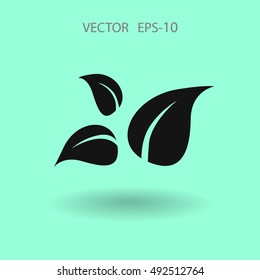 Flat eco leaf icon