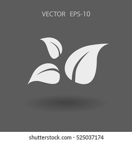 Flat eco leaf icon. vector illustration
