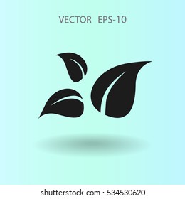 Flat eco leaf icon. vector illustration