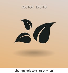Flat eco leaf icon. vector illustration