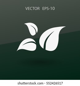 Flat eco leaf icon. vector illustration