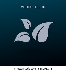Flat eco leaf icon. vector illustration