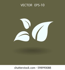 Flat eco leaf icon. vector illustration