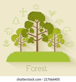Flat eco nature tree background illustration concept