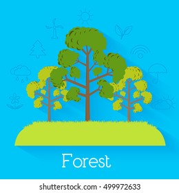 Flat eco nature tree background illustration concept