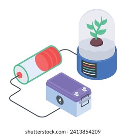  Flat  Eco Power Isometric Icon