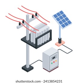  Flat  Eco Power Isometric Icon