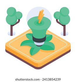  Flat  Eco Power Isometric Icon