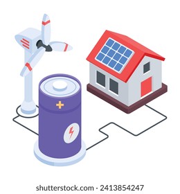  Flat  Eco Power Isometric Icon