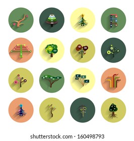 Flat eco tree infographic icon design templates