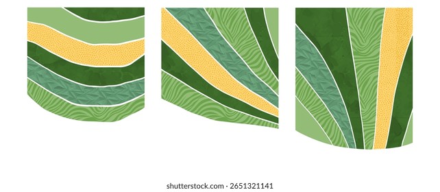 Flat eco vineyard poster with illustration of rural farmland, grape field, corn design, green texture, collage layout, background pattern, tea vector, abstract nature, countryside view, agro wine