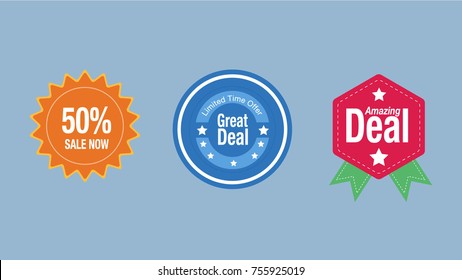 Flat E-commerce Badges