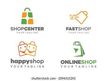 Flat e-commerce logo collection Free Vector