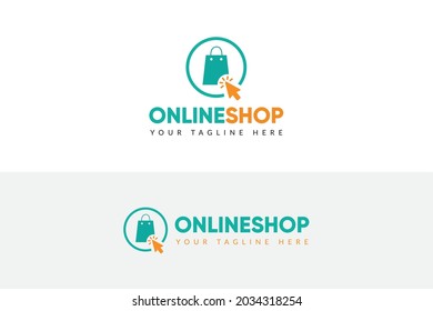 Flat e-commerce Online shopping modern logo design vector template