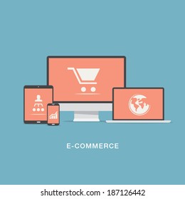 Flat e-commerce vector icons set concept