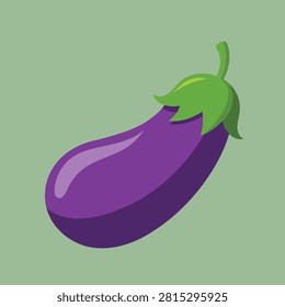 Flat editable eggplant vector illustration suitable for grocery stores, organic food branding, healthy eating campaigns, recipe books, and educational materials.