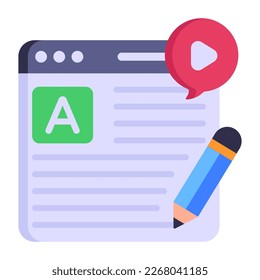 Flat editable icon of a web content 