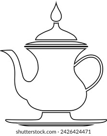 Flat editable line traditional Arabic coffee pot isolated clipart for culture religion tradition symbol illustration design
