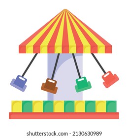 A flat editable vector design of carnival swing 

