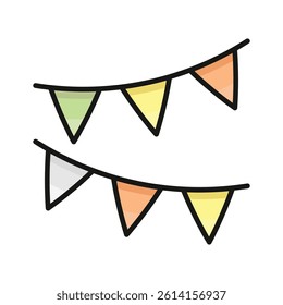 Flat editable vector of garlands, party decoration equipment