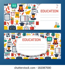 Flat education banners set. Colorful template for you design, web and mobile applications. 