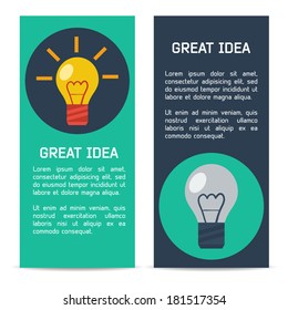 Flat Education and Business Banners Set with Lightbulbs