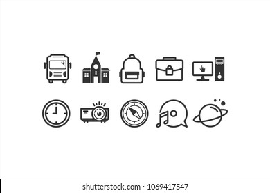 Flat education icon set for website elements