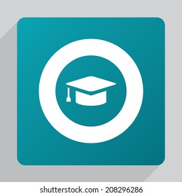 flat education icon, white on green background 