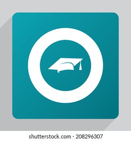 flat education icon, white on green background 
