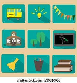 Flat education icons set
