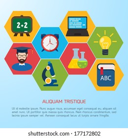 Flat education infographic background. Colorful template for you design. 