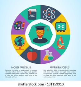 Flat education infographic background. Colorful template for you design, web and mobile applications. 