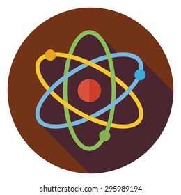 Flat Education and Science Sign. Back to School and Education Vector illustration. Flat Style Colorful Science Circle Icon with long Shadow. Physics and Research Object.