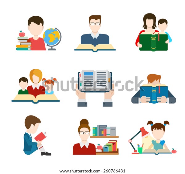 Flat Education Student Pupil Kid Parent Stock Vector (Royalty Free