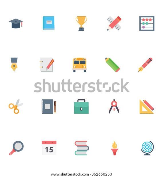 Flat Education Vector Icons\
1