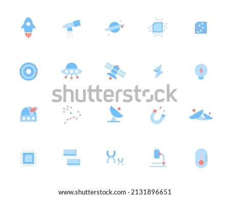 Flat educational icon related to space, technology and science.