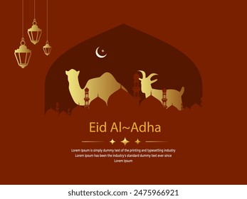 Flat eid al adha Islamic event festival Linkedin banner