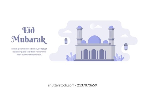 Flat eid al Fitr illustration. Suitable for banner, website, etc.