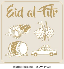flat eid al fitr ornament sticker pack