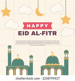 flat eid al-fitr banner. - Vector.
