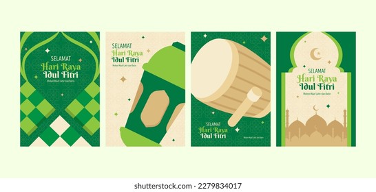 Flat eid al-fitr card collection