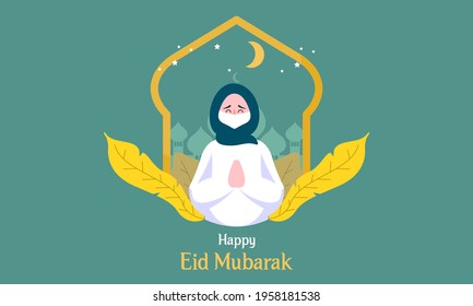 Flacheid-Al-fitr mit Gesichtsmaske-Illustration