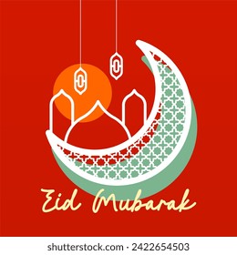 Flat eid al-fitr illustration background. Eid-al-fitr eid-al-adha eid mubarak greetings illustration background