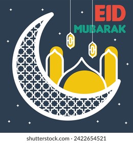 Fondo plano de la ilustración eid al-fitr. Eid-al-fitr eid-al-adha eid mubarak ilustración fondo
